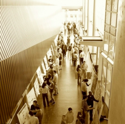 A poster session at an SCMB Symposium (Photo Jerry Grillo)